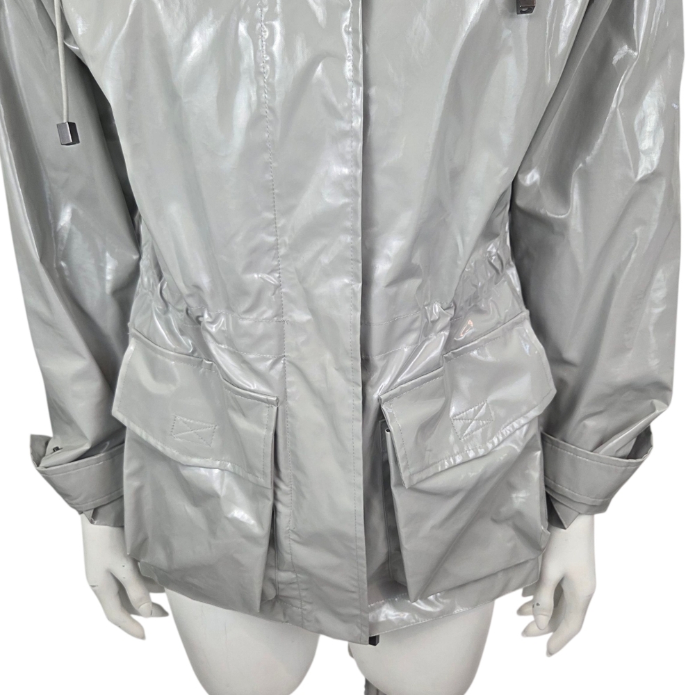 Jane Post Rain Slicker Rain Jacket Coat Womens XS Gray Minimalist Designer - Picture 3 of 12